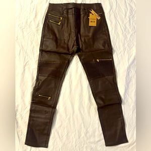 NWT Lexiart Brown Faux Leather Stretch Leg…